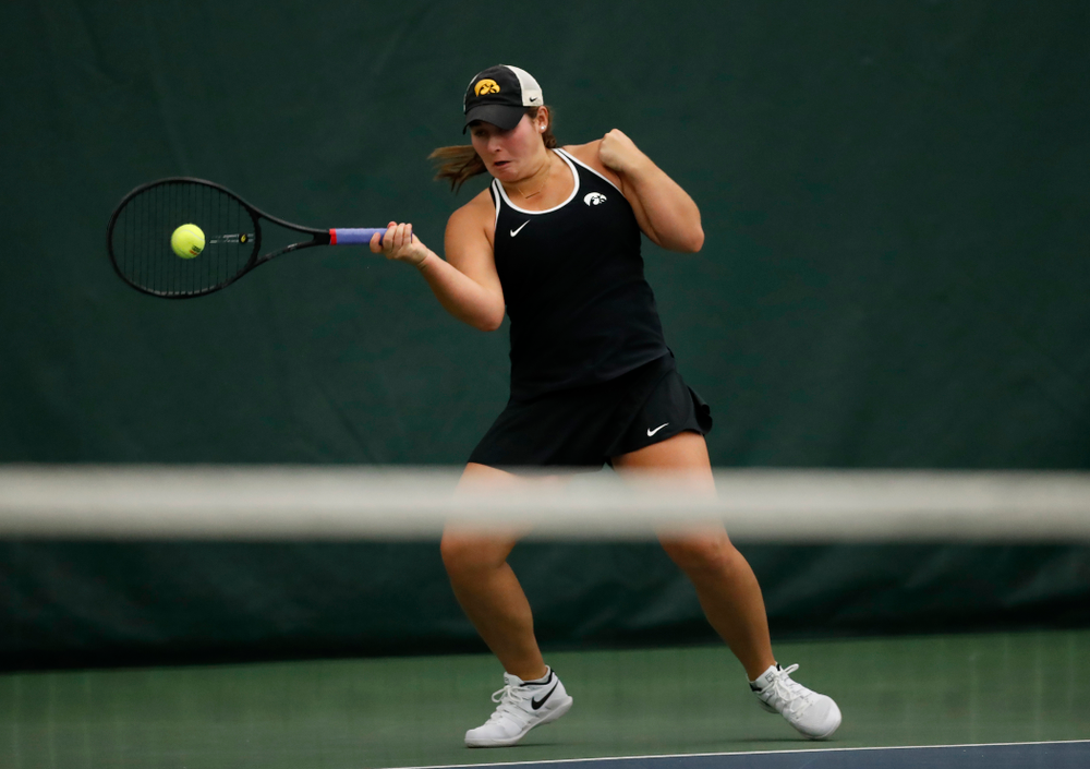 Iowa's Danielle Bauers competes on the first day of the 2018 ITA Central Regional Championships Friday, October 12, 2018 Hawkeye Tennis and Recreation Complex. (Brian Ray/hawkeyesports.com)