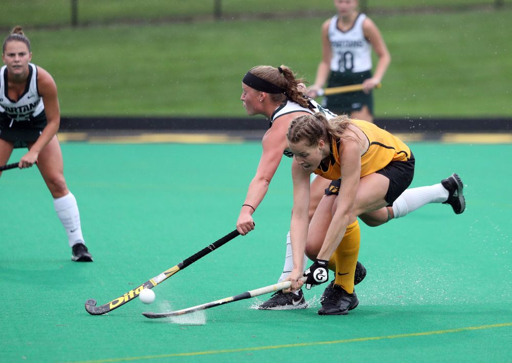 Iowa Hawkeyes Sofie Stribos (9) against the Michigan State Spartans Sunday, September 29, 2019 at Grant Field. (Brian Ray/hawkeyesports.com)