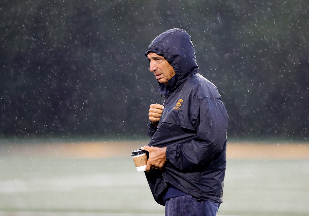 BTN's Gerry DiNardo during camp practice No. 15 Monday, August 20, 2018 at the Hansen Football Performance Center. (Brian Ray/hawkeyesports.com)
