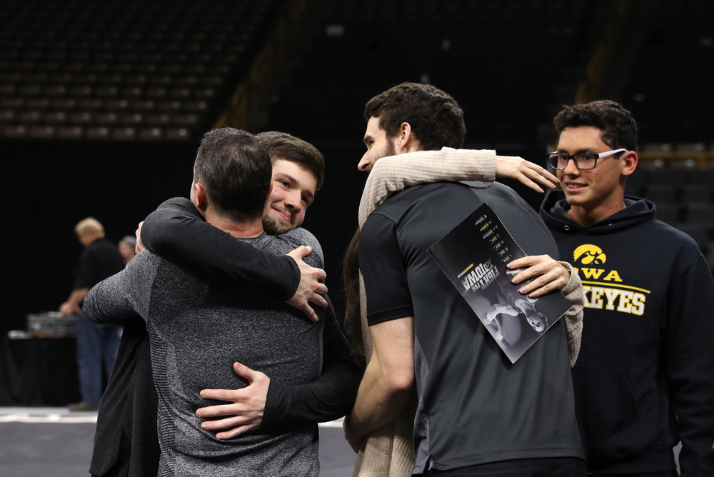 Iowa Men's Gymnast Rogelio Vazquez and his family during senior day ceremonies following their meet against the Ohio State Buckeyes Saturday, March 16, 2019 at Carver-Hawkeye Arena. (Brian Ray/hawkeyesports.com)
