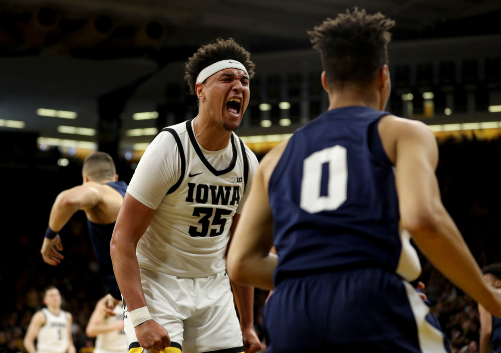 Iowa Hawkeyes forward Cordell Pemsl (35) against Penn State Saturday, February 29, 2020 at Carver-Hawkeye Arena. (Brian Ray/hawkeyesports.com)