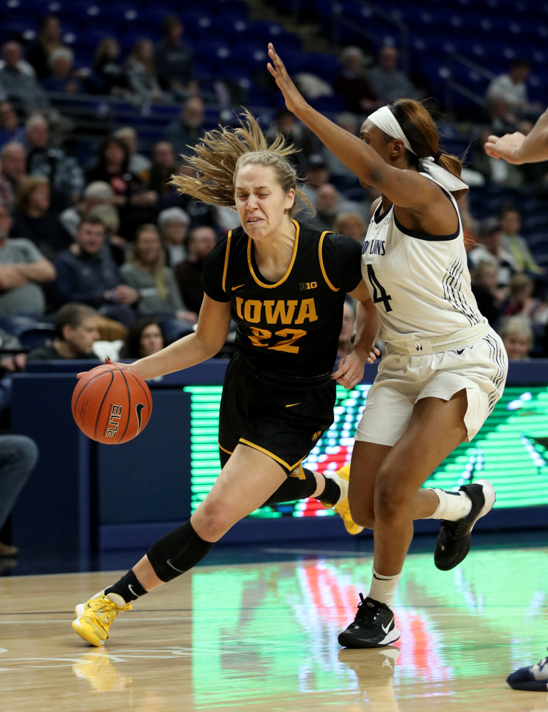 Iowa Hawkeyes guard Kathleen Doyle (22) against the Penn State Nittany Lions Thursday, January 30, 2020 at the Bryce Jordan Center. (Brian Ray/hawkeyesports.com)