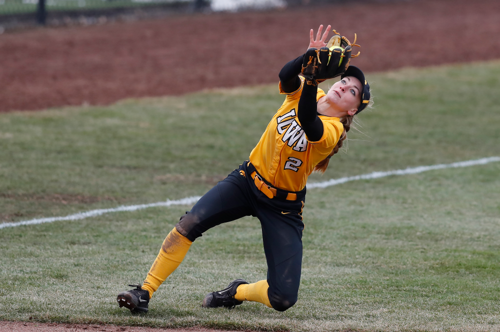 Iowa Hawkeyes infielder Aralee Bogar (2) against UW Green Bay Tuesday, March 27, 2018 at Bob Pearl Field. (Brian Ray/hawkeyesports.com)