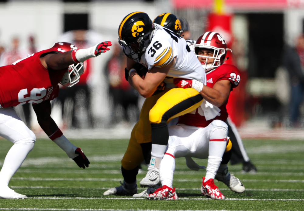 Iowa Hawkeyes fullback Brady Ross against the Indiana Hoosiers Saturday, October 13, 2018 at Memorial Stadium, in Bloomington, Ind. (Brian Ray/hawkeyesports.com)