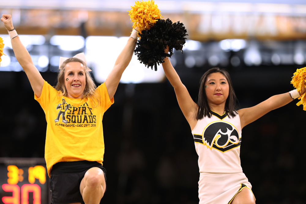 The Iowa Spirit Squad performs as the Iowa Hawkeyes take on the Illinois Fighting Illini Sunday, January 20, 2019 at Carver-Hawkeye Arena. (Brian Ray/hawkeyesports.com)