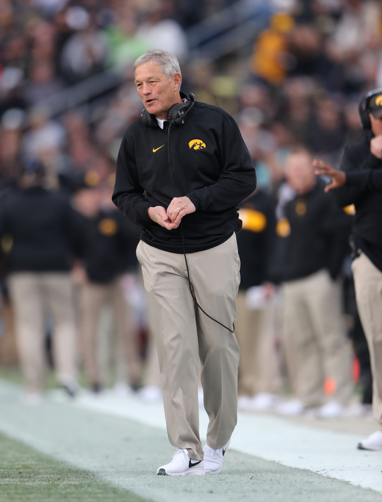 Iowa Hawkeyes head coach Kirk Ferentz against the Purdue Boilermakers Saturday, November 3, 2018 Ross Ade Stadium in West Lafayette, Ind. (Brian Ray/hawkeyesports.com)