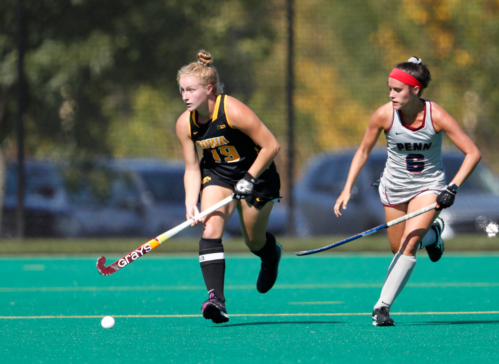 Iowa Hawkeyes Ryley Miller (19) against the Penn Quakers Friday, September 14, 2018 at Grant Field. (Brian Ray/hawkeyesports.com)