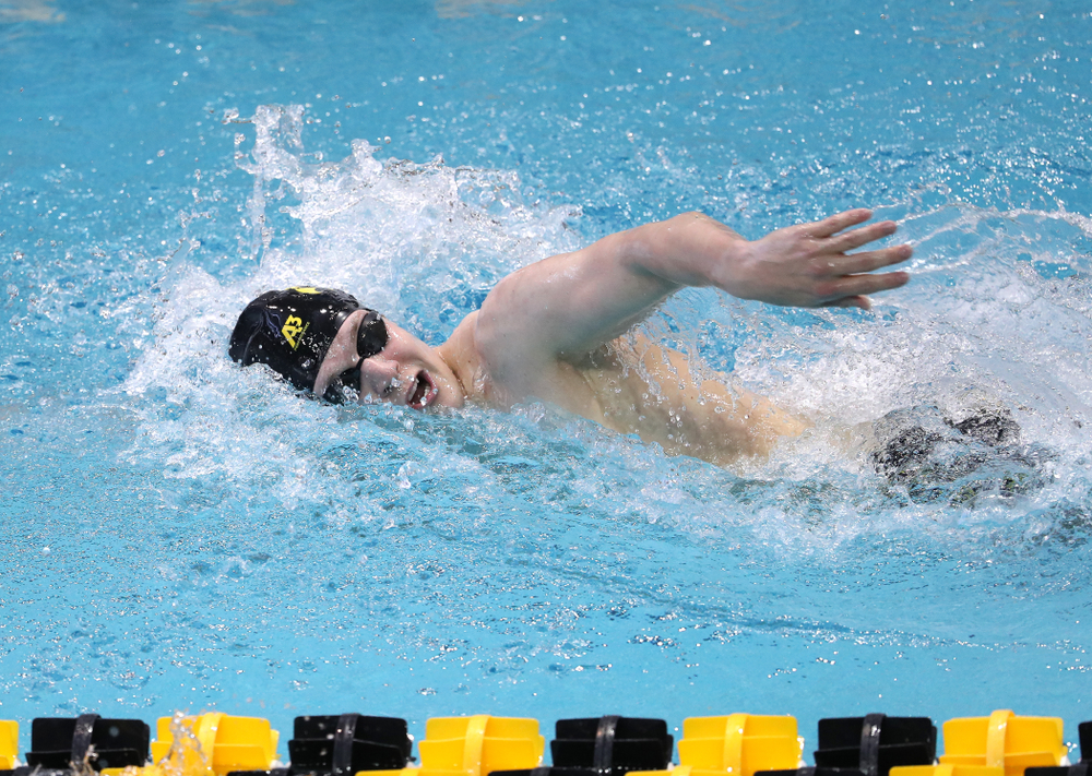 Iowa's Ben Colin swims in the preliminaries of the 500-yard freestyle during the 2019 Big Ten Swimming and Diving Championships Thursday, February 28, 2019 at the Campus Wellness and Recreation Center. (Brian Ray/hawkeyesports.com)