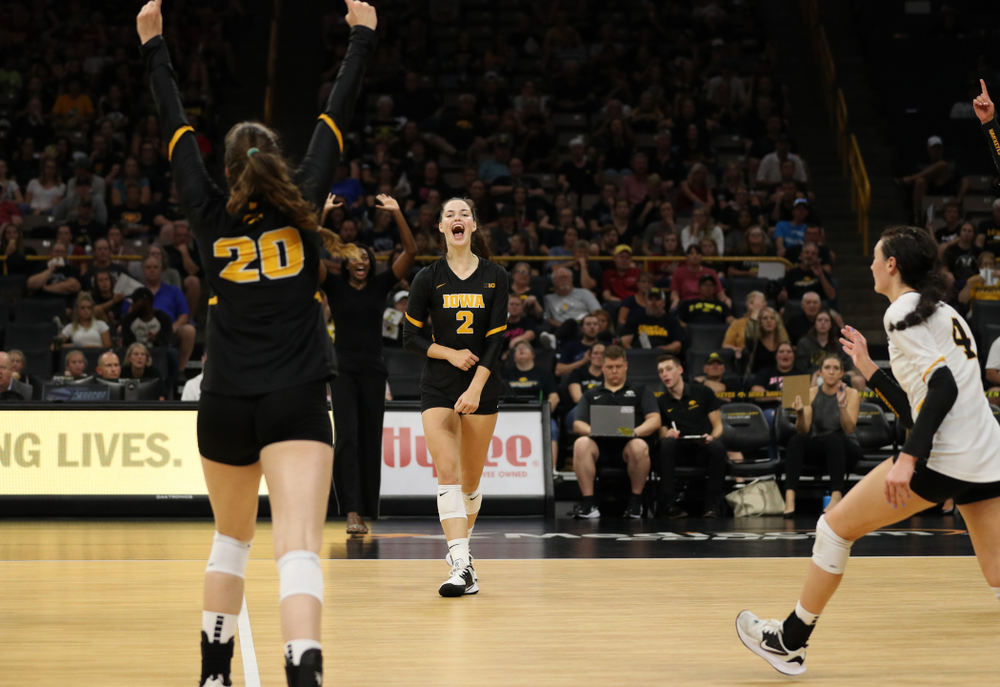 Iowa Hawkeyes setter Courtney Buzzerio (2) Iowa Hawkeyes setter Courtney Buzzerio (2) against the Iowa State Cyclones Saturday, September 21, 2019 at Carver-Hawkeye Arena. (Brian Ray/hawkeyesports.com)
