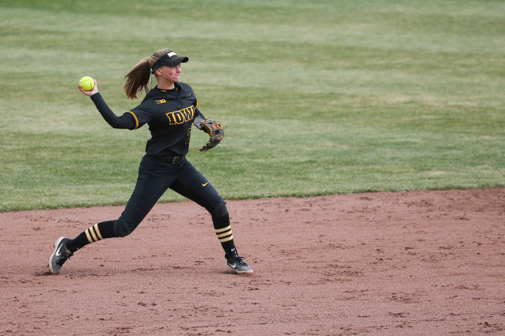 Iowa's Aralee Bogar (2) at game 2 vs Northwestern on Saturday, March 30, 2019 at Bob Pearl Field. (Lily Smith/hawkeyesports.com)