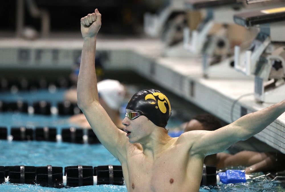Iowa's Andrew Fierke swims the 500-yard freestyle during the bonus finals of the second day at the 2019 Big Ten Swimming and Diving Championships Thursday, February 28, 2019 at the Campus Wellness and Recreation Center. (Brian Ray/hawkeyesports.com)
