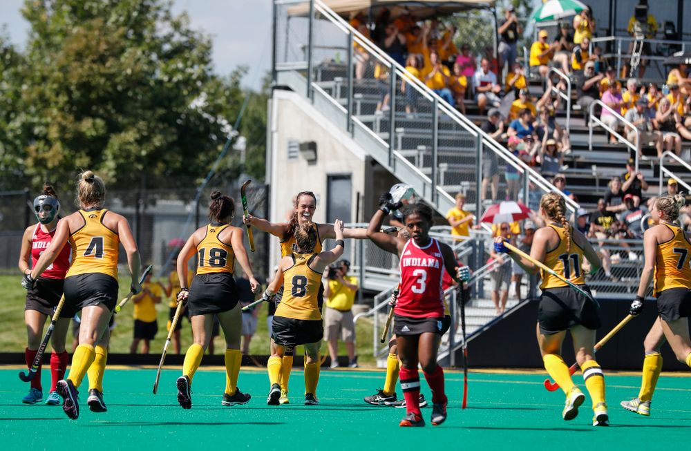 Iowa Hawkeyes Anthe Nijziel (6) scores against Indiana Sunday, September 16, 2018 at Grant Field. (Brian Ray/hawkeyesports.com)