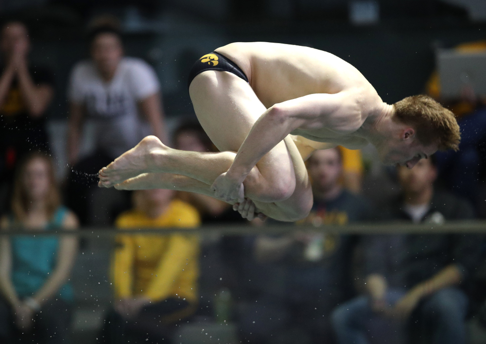 Iowa's Will Brenner competes in the consolation finals of the 1-meter springboard at the 2019 Big Ten Swimming and Diving Championships Thursday, February 28, 2019 at the Campus Wellness and Recreation Center. (Brian Ray/hawkeyesports.com)