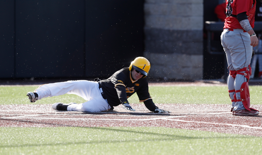 Iowa Hawkeyes catcher Austin Guzzo (20) against Grand View Wednesday, April 4, 2018 at Duane Banks Field. (Brian Ray/hawkeyesports.com)