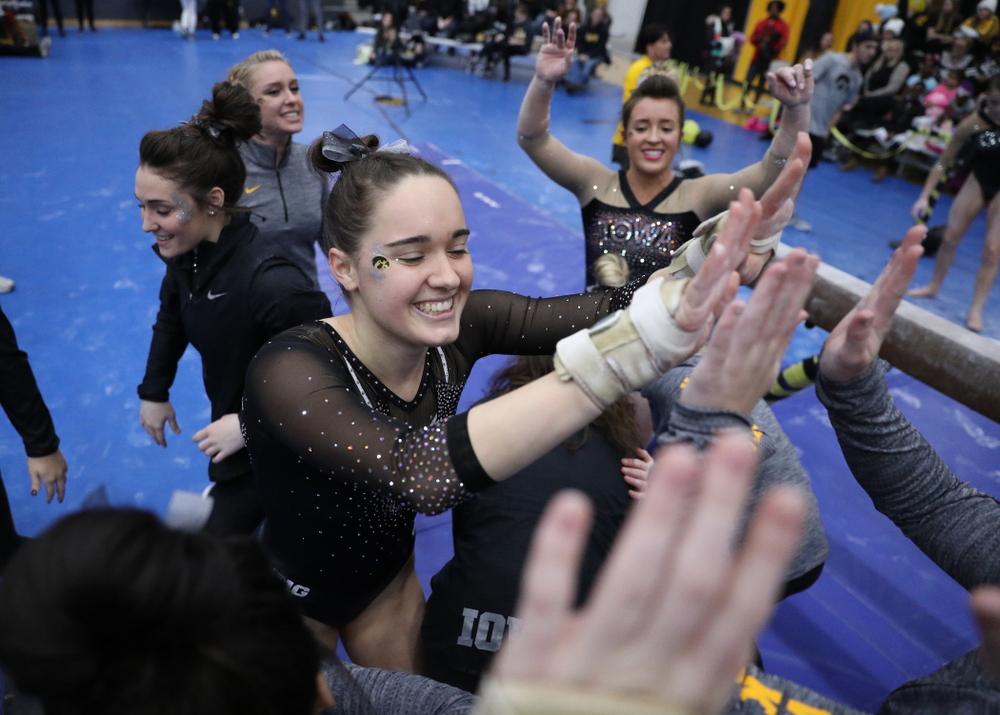 Iowa's Allie Gilchrist competes on the beam during the Black and Gold intrasquad meet Saturday, December 1, 2018 at the University of Iowa Field House. (Brian Ray/hawkeyesports.com)