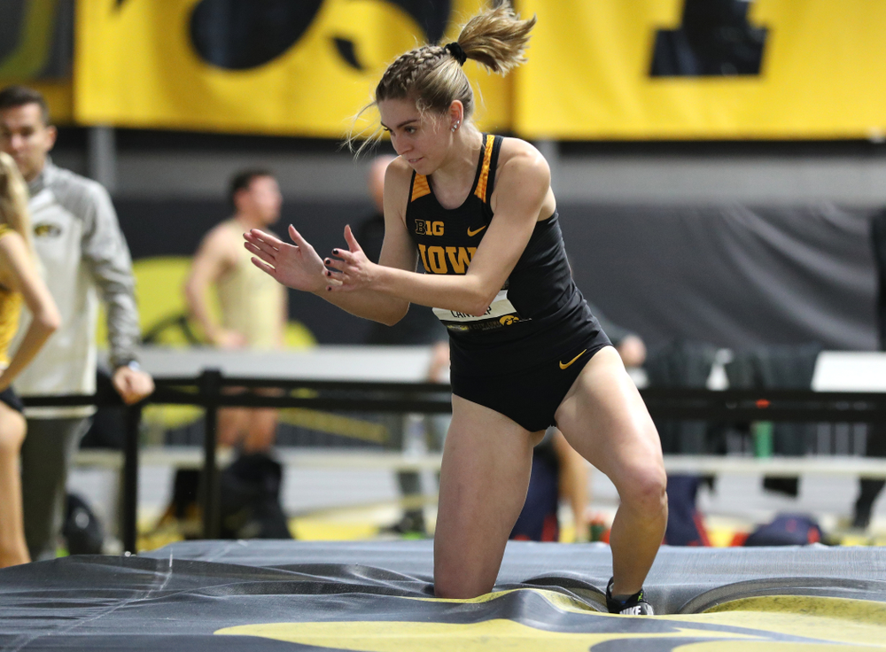 Iowa's Aubrianna Lantrip competes in the high jump during the 2019 Larry Wieczorek Invitational Friday, January 18, 2019 at the Hawkeye Tennis and Recreation Center. (Brian Ray/hawkeyesports.com)