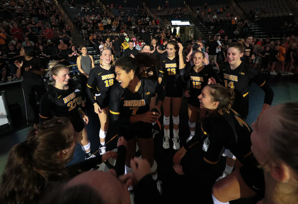 Iowa Hawkeyes setter Brie Orr (7) against the Iowa State Cyclones Saturday, September 21, 2019 at Carver-Hawkeye Arena. (Brian Ray/hawkeyesports.com)