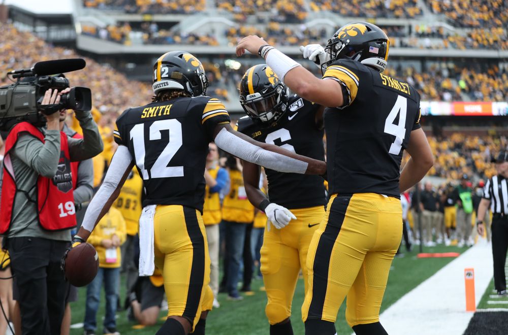 Iowa Hawkeyes wide receiver Brandon Smith (12) against Middle Tennessee State Saturday, September 28, 2019 at Kinnick Stadium. (Max Allen/hawkeyesports.com)