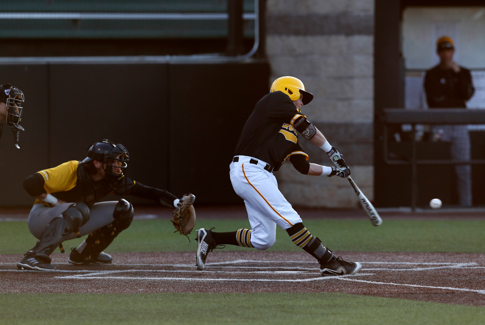 Iowa Hawkeyes infielder Mitchell Boe (4) against Milwaukee Wednesday, April 25, 2018 at Duane Banks Field. (Brian Ray/hawkeyesports.com)