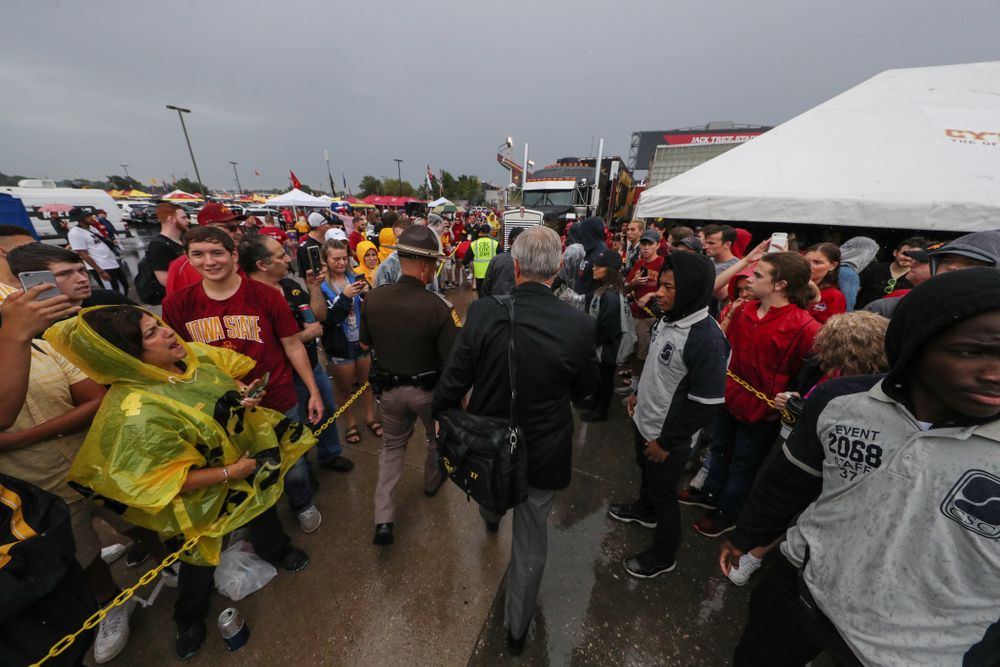 Iowa Hawkeyes head coach Kirk Ferentz arrives for their game against the Iowa State Cyclones Saturday, September 14, 2019 at Jack Trice Stadium in Ames, Iowa. (Brian Ray/hawkeyesports.com)