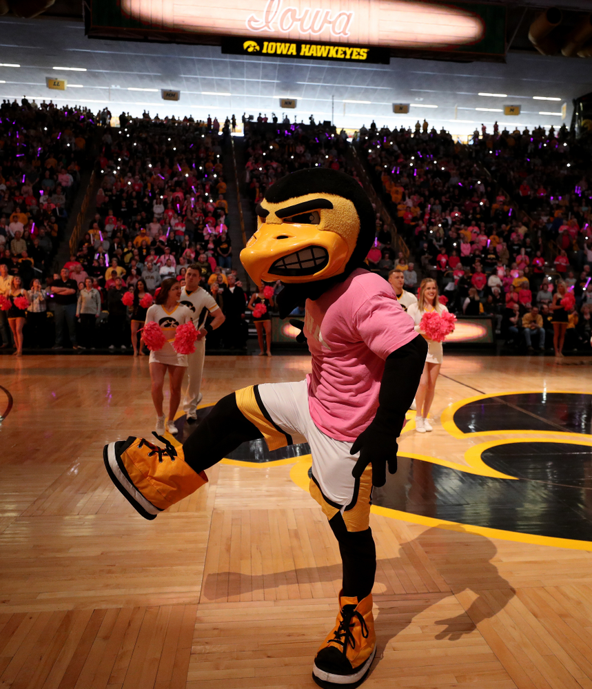 Herky The Hawk against the Wisconsin Badgers Sunday, February 16, 2020 at Carver-Hawkeye Arena. (Brian Ray/hawkeyesports.com)