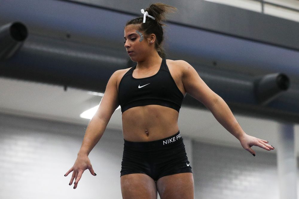 Ariana Agrapides performs on the beam during the Iowa women’s gymnastics Black and Gold Intraquad Meet on Saturday, December 7, 2019 at the UI Field House. (Lily Smith/hawkeyesports.com)