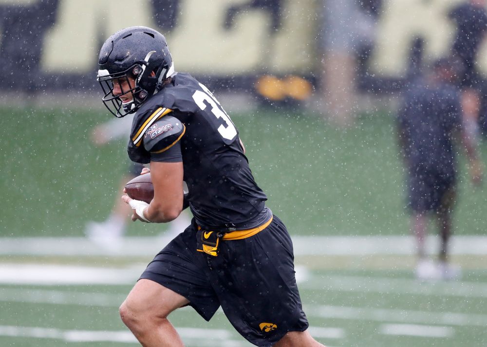 Iowa Hawkeyes tight end T.J. Hockenson (38) during camp practice No. 15 Monday, August 20, 2018 at the Hansen Football Performance Center. (Brian Ray/hawkeyesports.com)