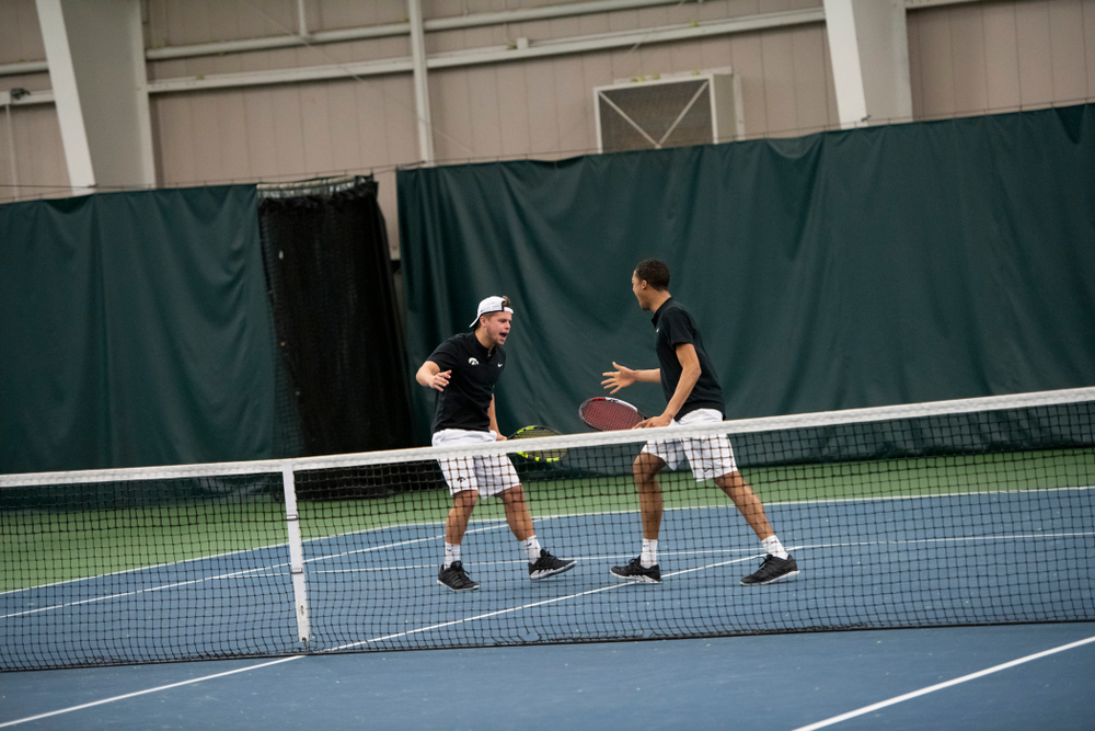 The Iowa men's tennis team competes against Cornell in The Rise Tennis Center in Ithaca, NY on Sunday, Feb. 24, 2019.