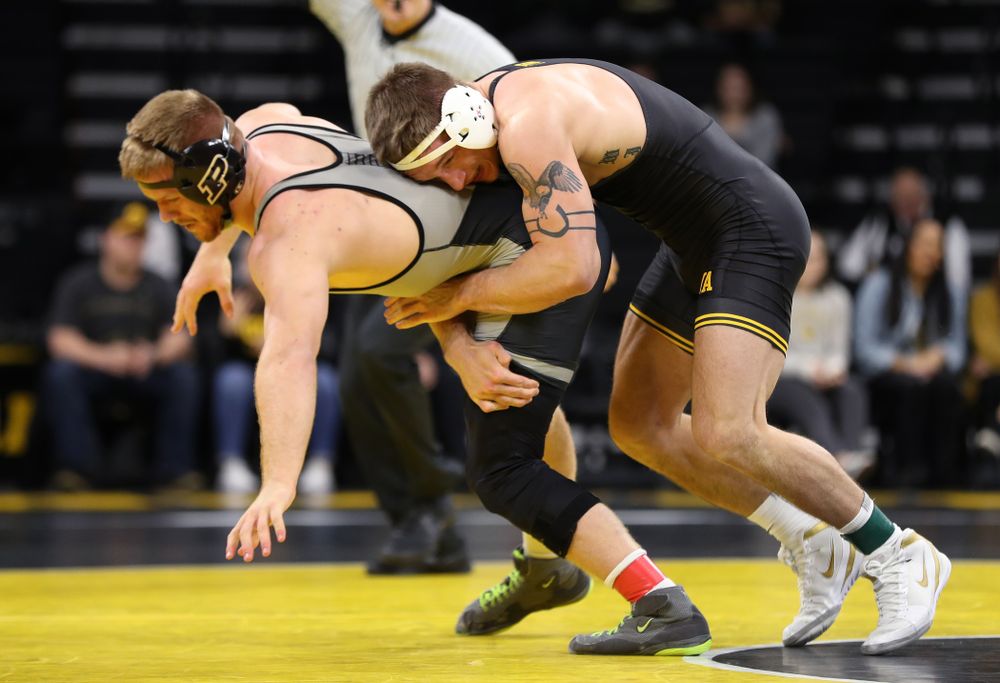 Iowa's Cash Wilcke wrestles Purdue's Max Lyon at 184 pounds Saturday, November 24, 2018 at Carver-Hawkeye Arena. (Brian Ray/hawkeyesports.com)