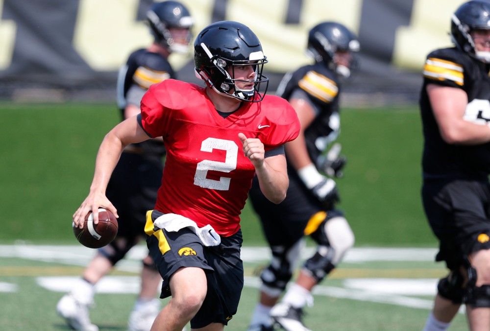 Iowa Hawkeyes quarterback Peyton Mansell (2) during practice No. 7 of fall camp Friday, August 10, 2018 at the Kenyon Football Practice Facility. (Brian Ray/hawkeyesports.com)