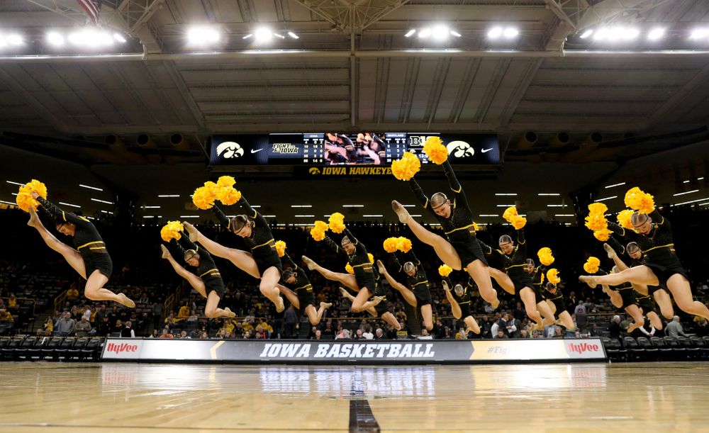 The Iowa Dance Team performs at halftime of the Iowa Hawkeyes game against the Maryland Terrapins Friday, January 10, 2020 at Carver-Hawkeye Arena. (Brian Ray/hawkeyesports.com)