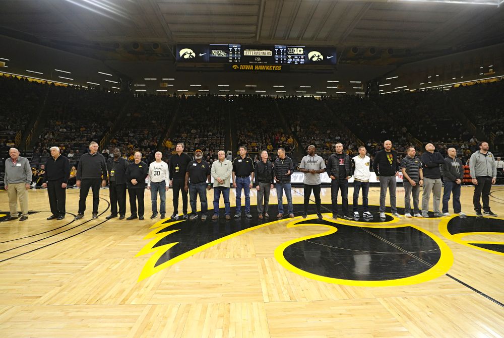 Former Iowa Men’s Basketball Lettermen are honored during halftime of the game at Carver-Hawkeye Arena in Iowa City on Sunday, December 29, 2019. (Stephen Mally/hawkeyesports.com)