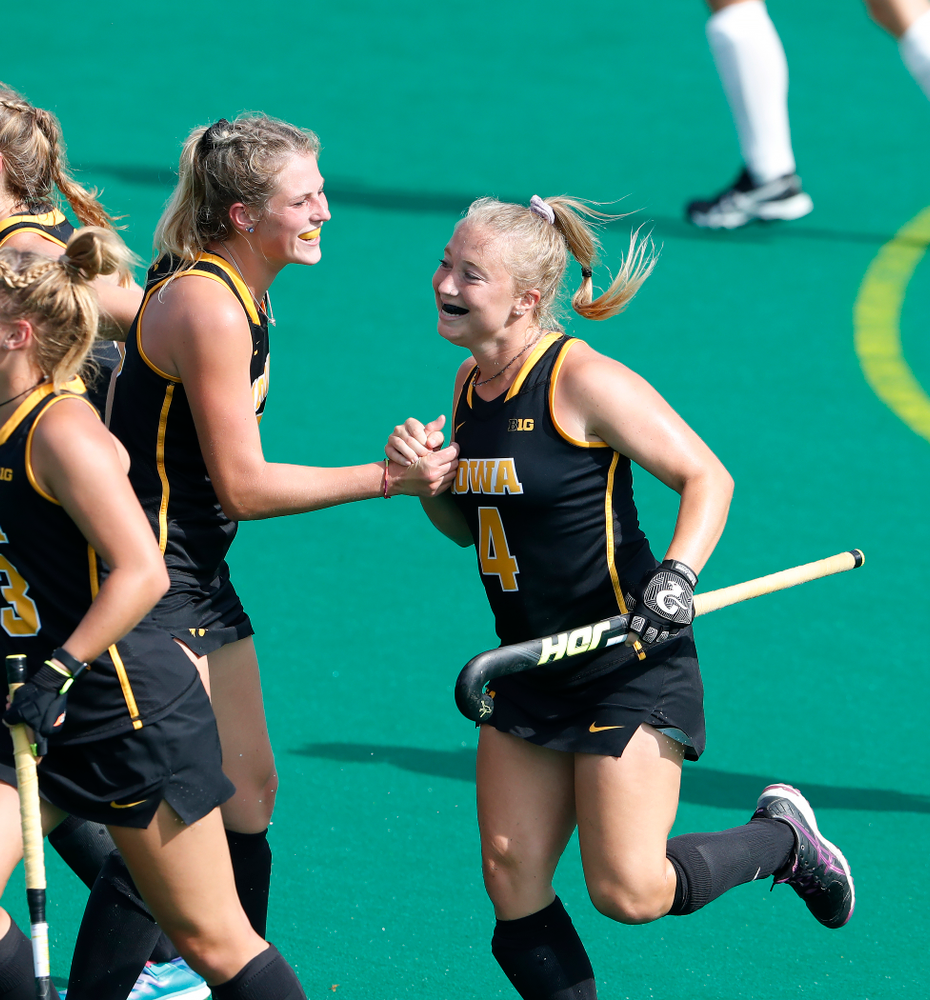Iowa Hawkeyes Makenna Grewe (4) and Ellie Holley (7) against Dartmouth Friday, August 31, 2018 at Grant Field. (Brian Ray/hawkeyesports.com)