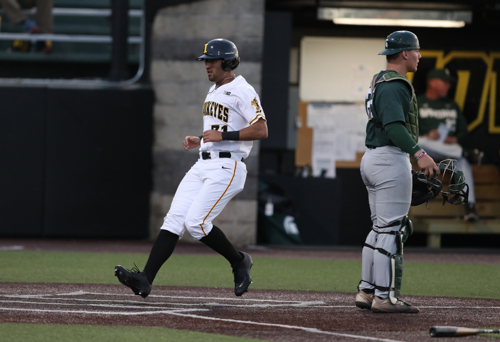Iowa Hawkeyes infielder Matthew Sosa (31) against the Michigan State Spartans Friday, May 10, 2019 at Duane Banks Field. (Brian Ray/hawkeyesports.com)