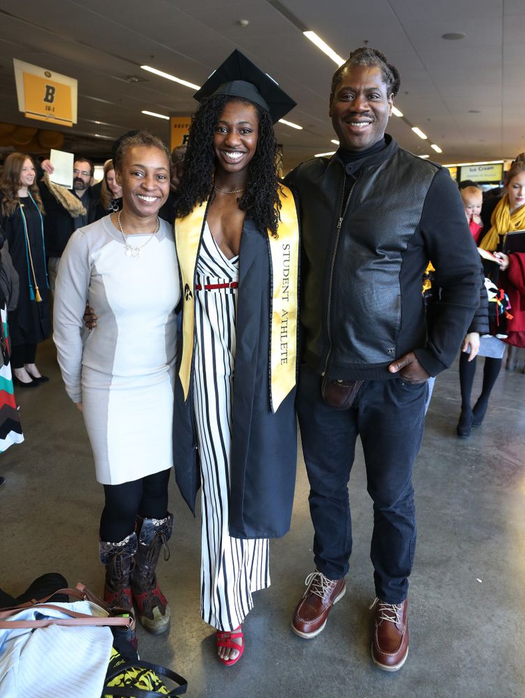 Iowa Track's Jahisha Thomas during the Fall Commencement Ceremony Saturday, December 15, 2018 at Carver-Hawkeye Arena. (Brian Ray/hawkeyesports.com)
