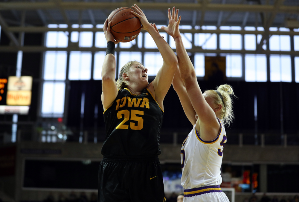 Iowa Hawkeyes forward/center Monika Czinano (25) against Northern Iowa Sunday, November 17, 2019 at the McLeod Center. (Brian Ray/hawkeyesports.com)