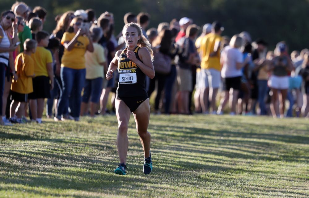IowaÕs Megan Schott runs in the 2019 Hawkeye Invitational Friday, September 6, 2019 at the Ashton Cross Country Course. (Brian Ray/hawkeyesports.com)