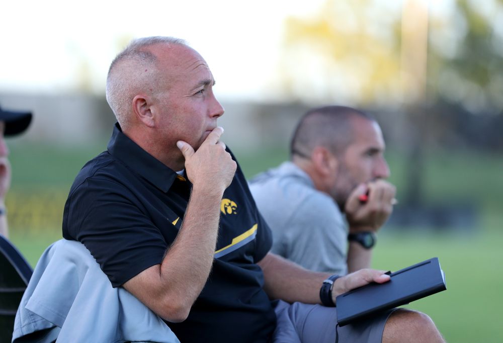 Iowa Hawkeyes head coach Dave DiIanni against Western Michigan Thursday, August 22, 2019 at the Iowa Soccer Complex. (Brian Ray/hawkeyesports.com)