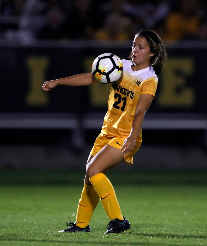 Iowa Hawkeyes Emma Tokuyama (21) against the Missouri Tigers Friday, August 17, 2018 at the Iowa Soccer Complex. (Brian Ray/hawkeyesports.com)