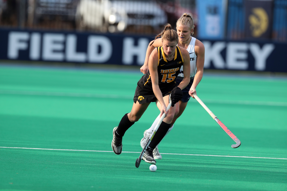 Iowa Hawkeyes Esme Gibson (15) against Penn State in the 2019 Big Ten Field Hockey Tournament Championship Game Sunday, November 10, 2019 in State College. (Brian Ray/hawkeyesports.com)