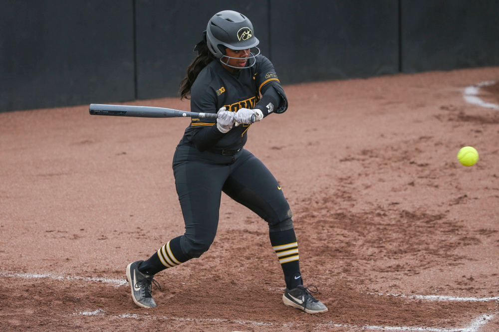 Iowa's Donirae Mayhew (24) at game 2 vs Northwestern on Saturday, March 30, 2019 at Bob Pearl Field. (Lily Smith/hawkeyesports.com)