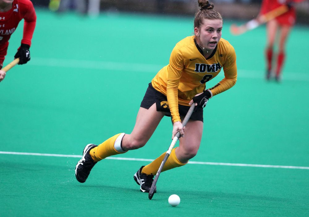 Iowa Hawkeyes Nikki Freeman (8) against Maryland during the championship game of the Big Ten Tournament Sunday, November 4, 2018 at Lakeside Field in Evanston, Ill. (Brian Ray/hawkeyesports.com)
