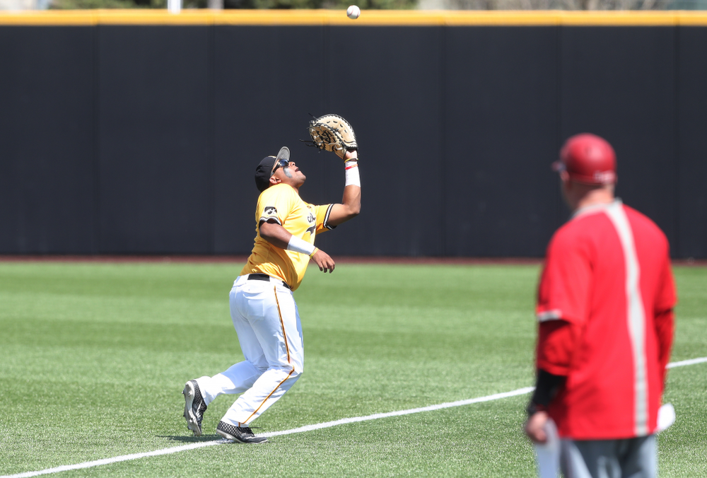 Iowa Hawkeyes Izaya Fullard (20) against the Nebraska Cornhuskers Sunday, April 21, 2019 at Duane Banks Field. (Brian Ray/hawkeyesports.com)
