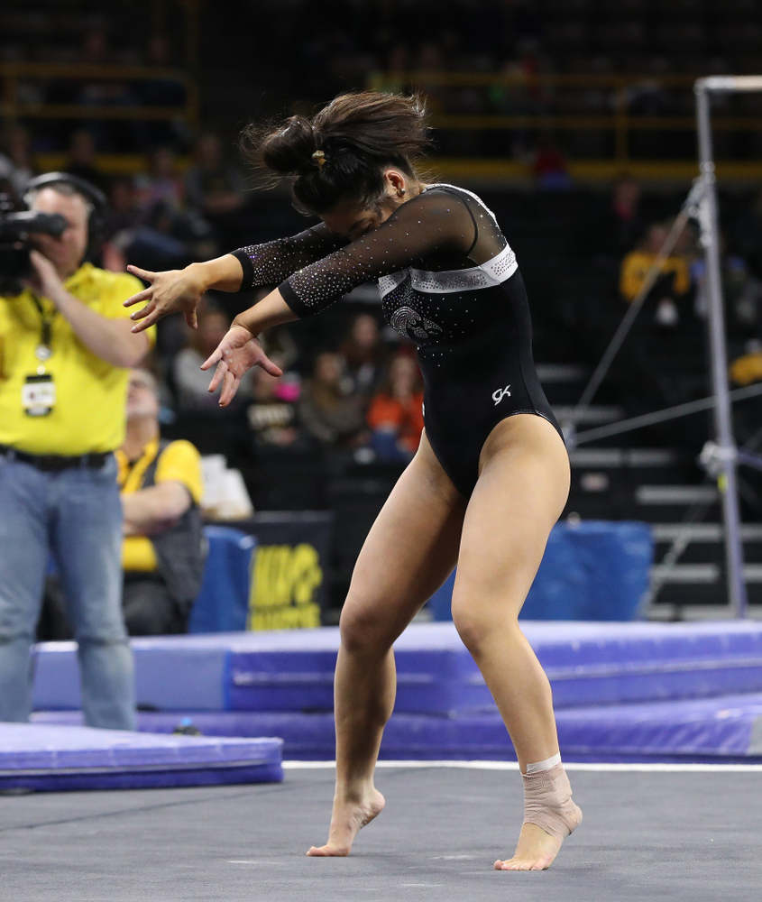 Iowa's Clair Kaji competes on the floor against the Rutgers Scarlet Knights Saturday, January 26, 2019 at Carver-Hawkeye Arena. (Brian Ray/hawkeyesports.com)