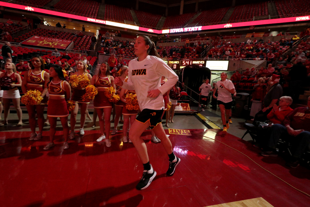Iowa Hawkeyes forward Amanda Ollinger (43) against the Iowa State Cyclones Wednesday, December 11, 2019 at Hilton Coliseum in Ames, Iowa(Brian Ray/hawkeyesports.com)