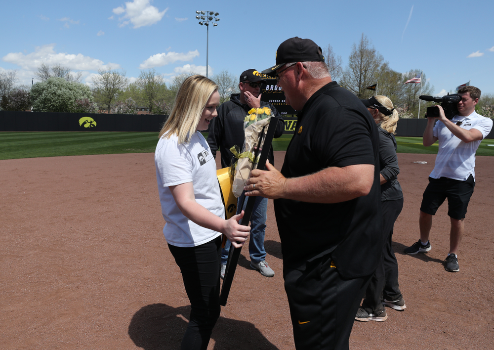 Senior Student Assistant Coach Brooke Rozier during senior day festivities following their game against the Ohio State Buckeyes Sunday, May 5, 2019 at Pearl Field. (Brian Ray/hawkeyesports.com)ic