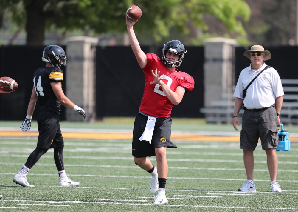 Iowa Hawkeyes quarterback Peyton Mansell (2) during the third practice of fall camp Sunday, August 5, 2018 at the Kenyon Football Practice Facility. (Brian Ray/hawkeyesports.com)