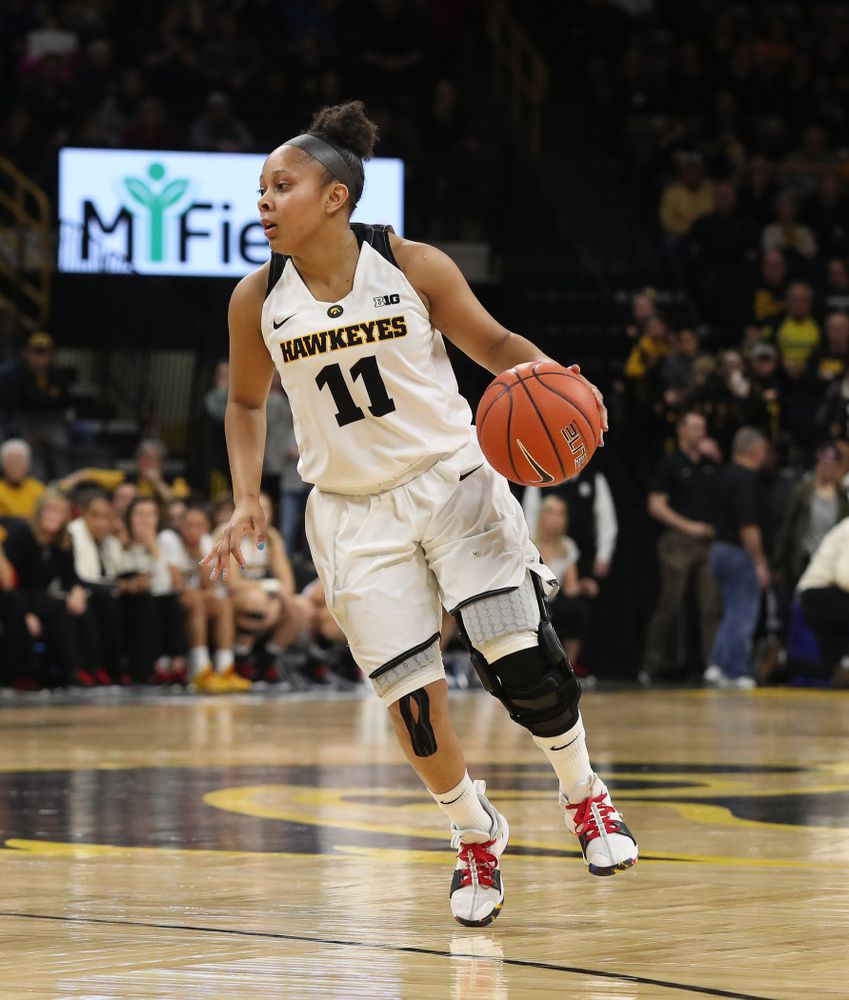 Iowa Hawkeyes guard Tania Davis (11) against the Purdue Boilermakers Sunday, January 27, 2019 at Carver-Hawkeye Arena. (Brian Ray/hawkeyesports.com)