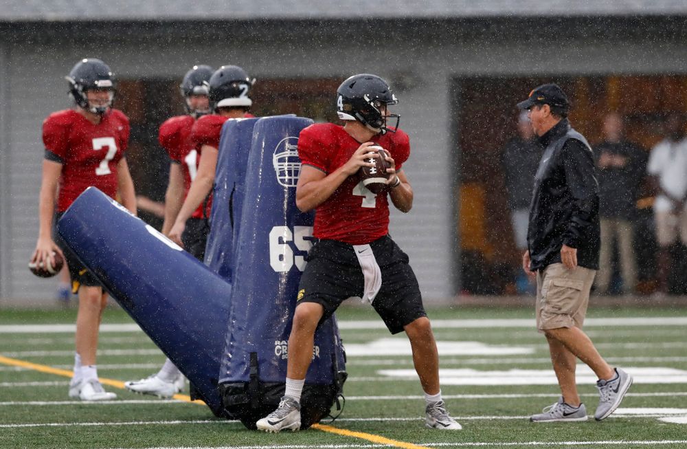 Iowa Hawkeyes quarterback Nathan Stanley (4) during camp practice No. 15 Monday, August 20, 2018 at the Hansen Football Performance Center. (Brian Ray/hawkeyesports.com)