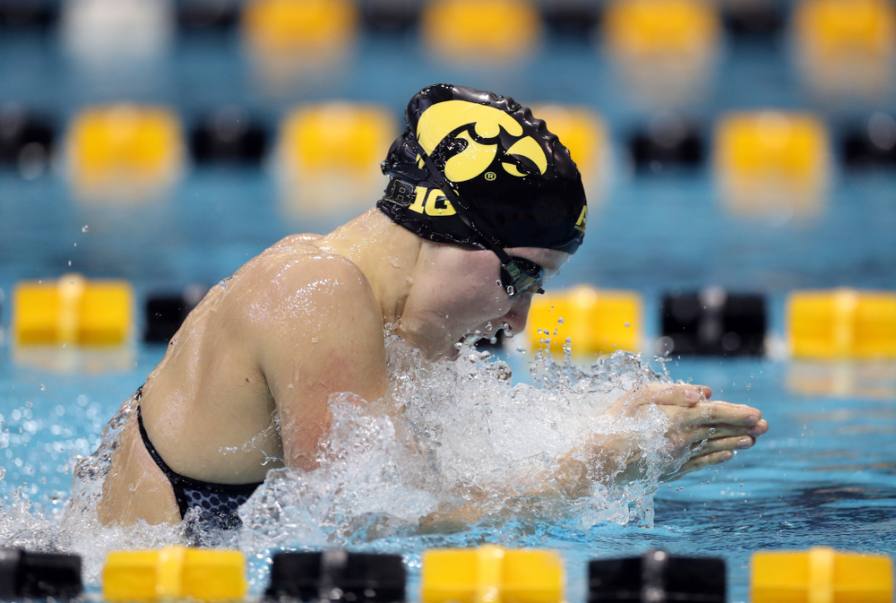 IowaÕs Aleksandra Olesiak swims the 200 yard breaststroke against the Michigan Wolverines Friday, November 1, 2019 at the Campus Recreation and Wellness Center. (Brian Ray/hawkeyesports.com)